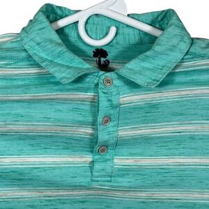 Ocean & Coast Mens XXL Turquoise Striped Slub Knit‎ Short Sleeve Polo Shirt
